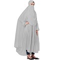 Free size jilbab with nose piece- Silver Grey